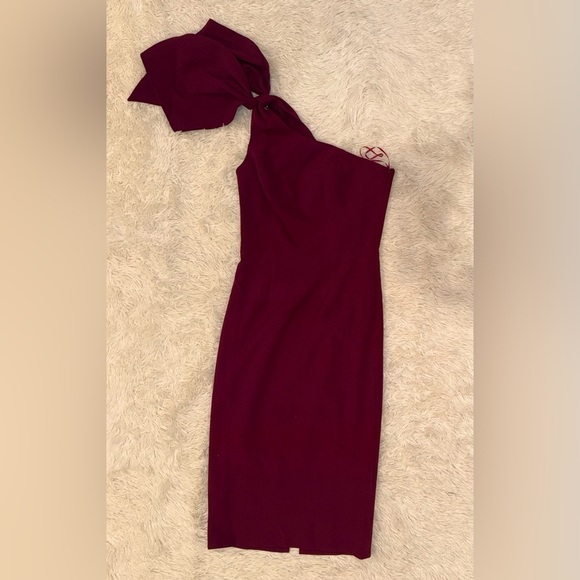 New Dress The Population Tiffany One Shoulder Dark Magenta Midi Dress sz S - Picture 4 of 7